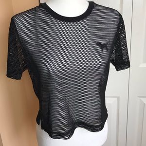 PINK Victoria’s Secret Net Cropped Top Size XS EUC Black